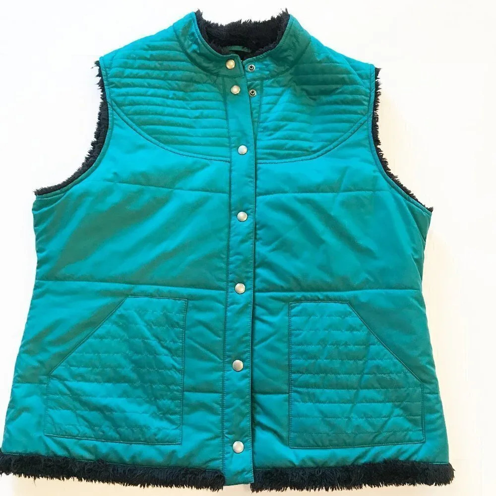 Pendleton Women’s Teal & Black Sherpa Fleece Lined Vest Size Large